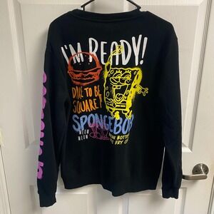 SpongeBob SquarePants Black Crewneck Sweatshirt Nickelodeon Graphic‎ Print